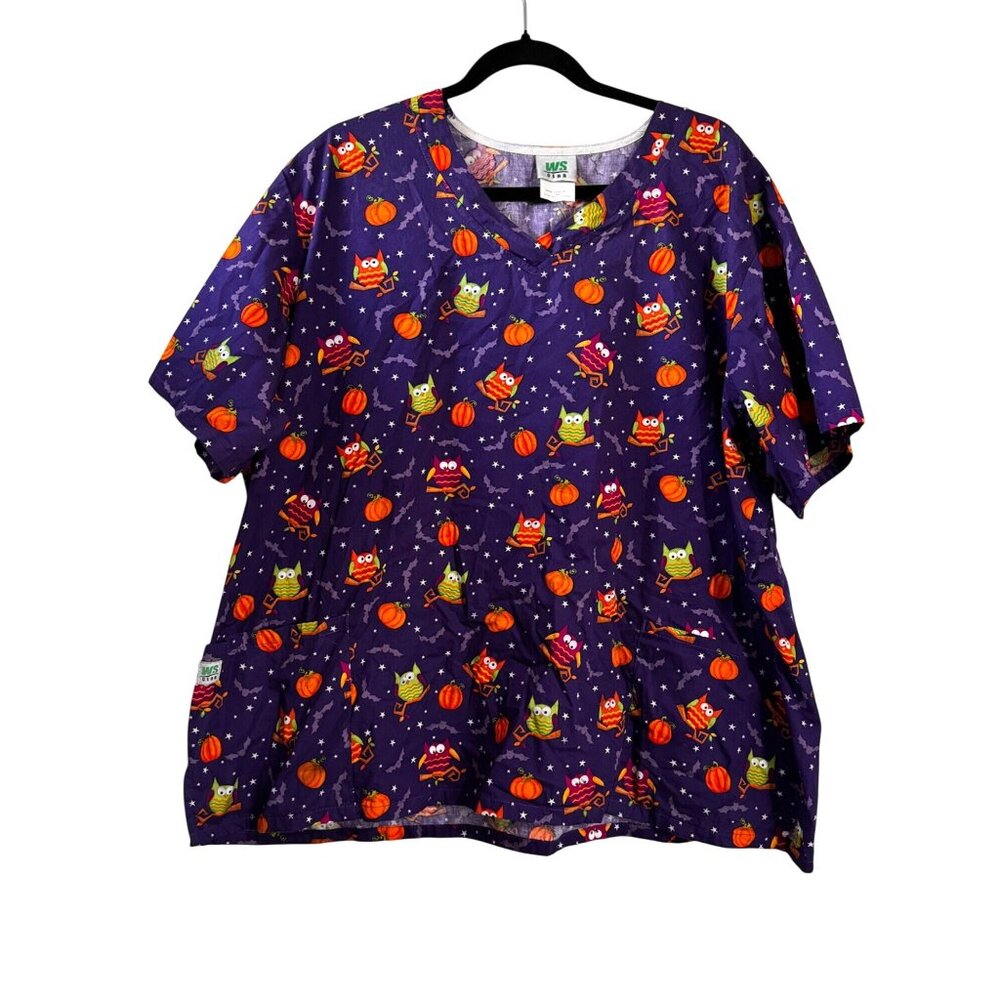 Halloween-Themed WS Gear Unisex Scrub Top 3X 100% Cotton